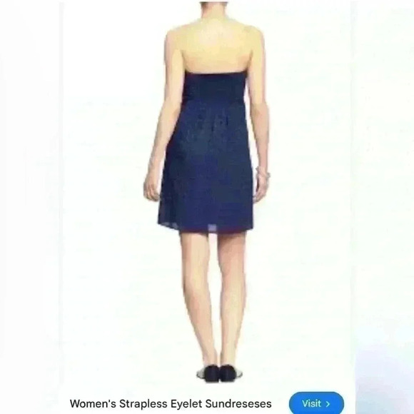 Gap strapless navy blue eyelet lace cotton dress size 8 knew length summer - Picture 3 of 7